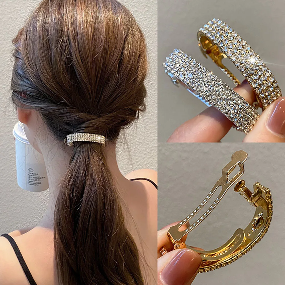 

Exquisite Diamond-Studded Hairpin Back Head Temperament Hair Clip Wild Ponytail Buckle New Plate Women Hair Headdress