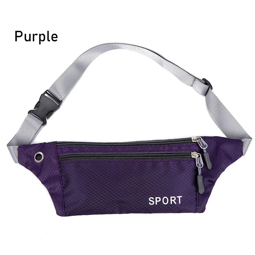 Purple 1PC Unisex 10 Colors Waterproof Nylon Sports Waistbag Chest Shoulder Bags Belt Bum Pouch Running Bag Hiking Zip Bag Outdoor Pack - Цвет: Purple