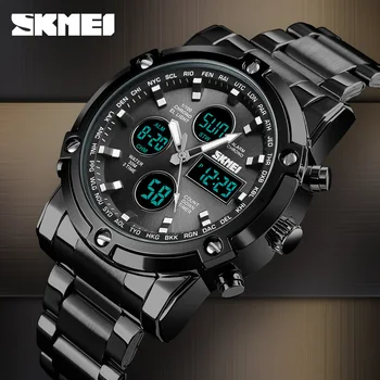 

Men's watch multi functional round fashion business electronic steel band watch sports waterproof luminous watch