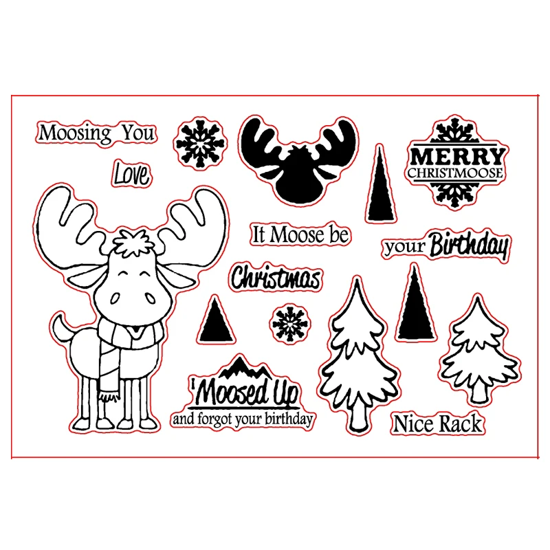 Moosinging You Merry Christmoose прозрачные штампы для рукоделия, открыток, лосей+ Рождественская фраза, Детский прозрачный силиконовый штамп, новинка