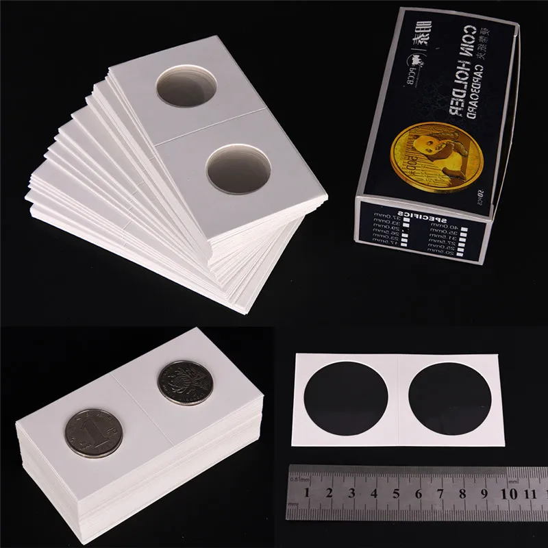 50pcs/Set 23-40mm Sizes Protective Coin Paper Clip Collecting Money Penny Storage Case Stamp Coin Holders Cover Case Storage