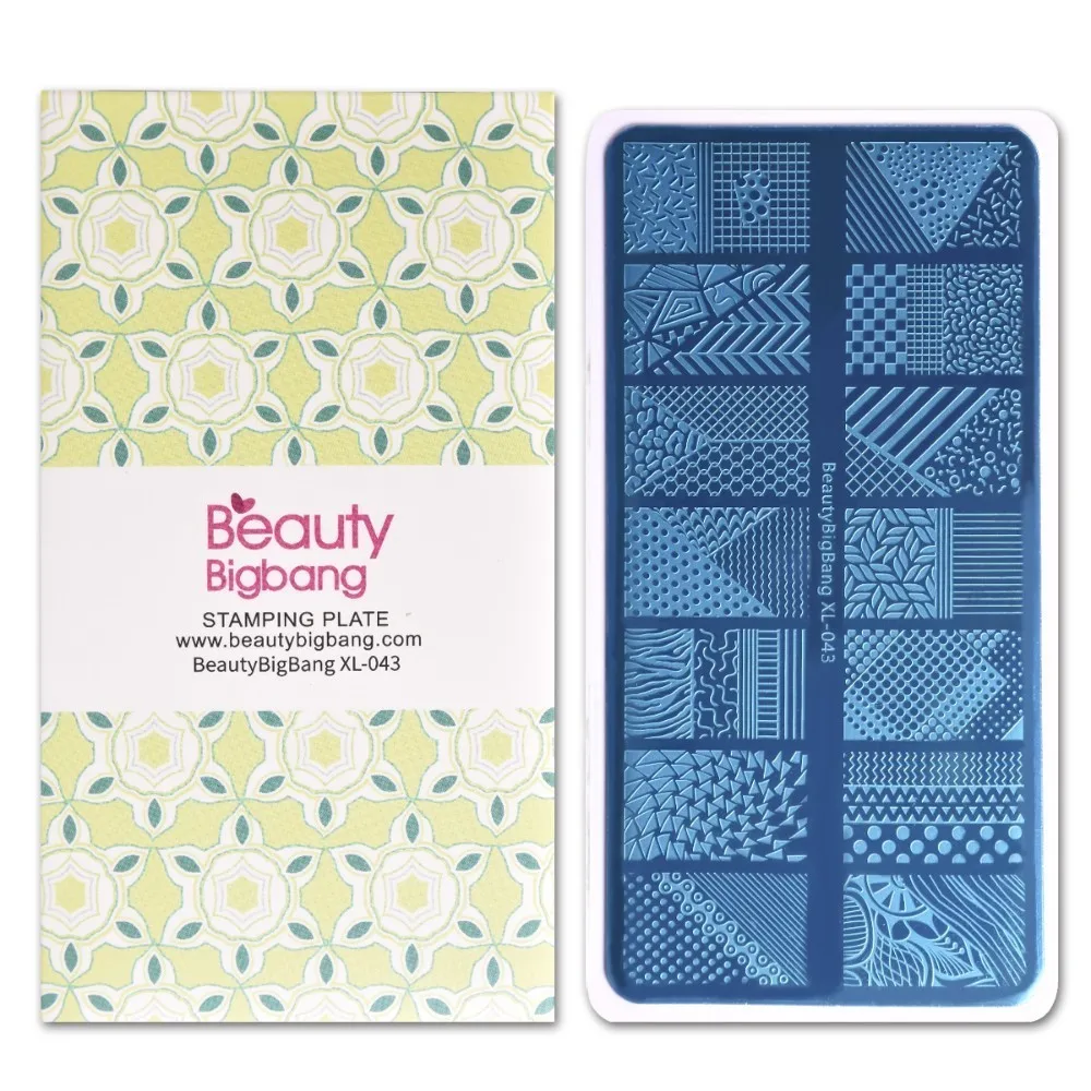 

Stamping Plate BeautyBigBang 6*12cm Stainless Steel Geometric Lines Patchwork Color Block Nail Art Mold Stamping Plates