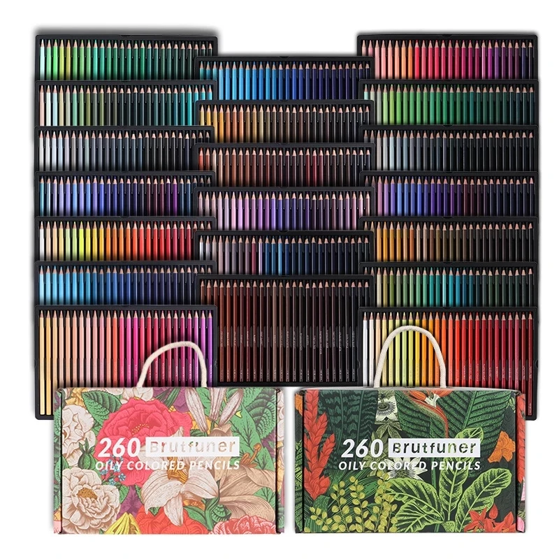 Brutfuner 2021 new 520 color special colored pencil 260 color student art sketch drawing soft oily pencil set birthday gift 50pcs small blank envelopes colored empty envelopes cards packing envelopes cash storage envelopes colored empty gift envelopes