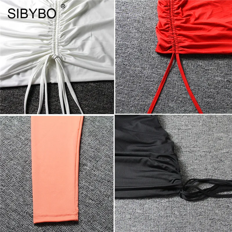 Женское короткое плиссированное платье Sibybo обтягивающее с открытыми плечами