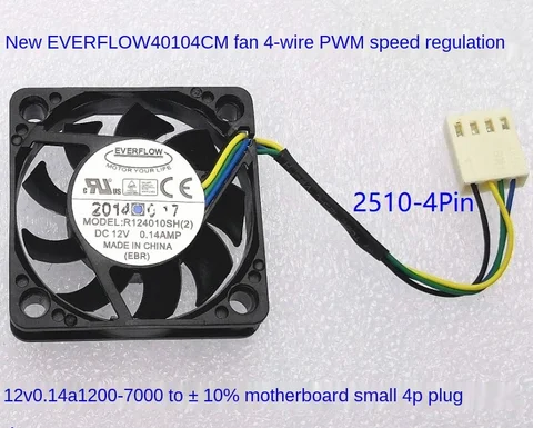 For Everflow 4010 4cm 40mm Pwm Fan R124010sh (2) 12V 0.14a 4-Wire Pulse Speed Control Cpu Cooler