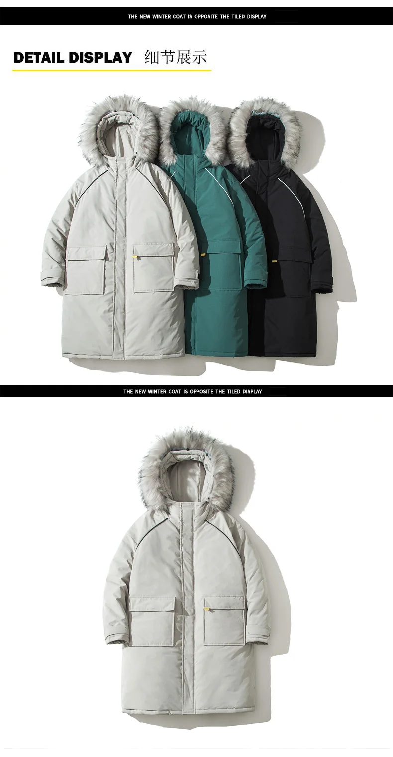 LEGIBLE Long Parka Men Coats Winter Jacket Men Thicken Warm Fur Hooded Outwear Men Coat Long Casual Men's Winter Jackets