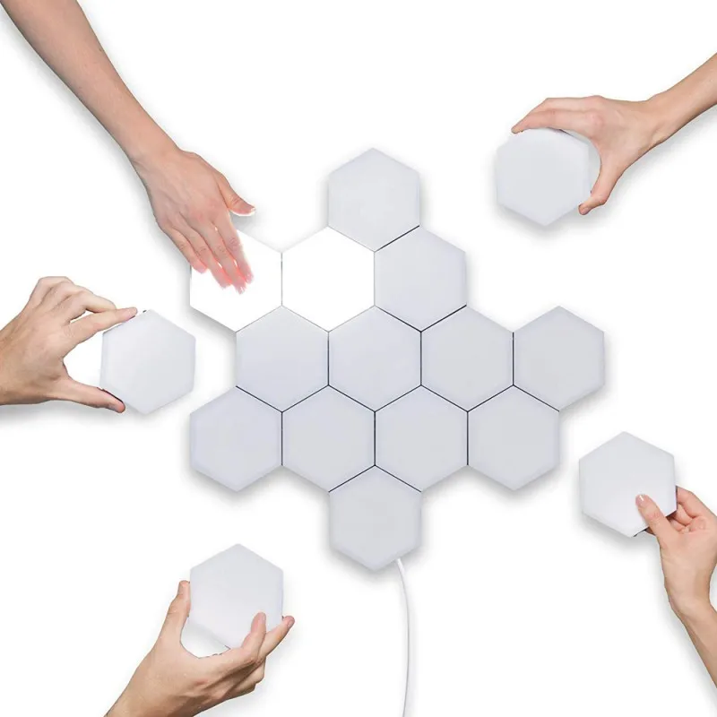 

Creative Geometry Assembly DIY Quantum LED Night Light Smart APP Control Google Amazon Alexa Environment Decorative Table Lamp