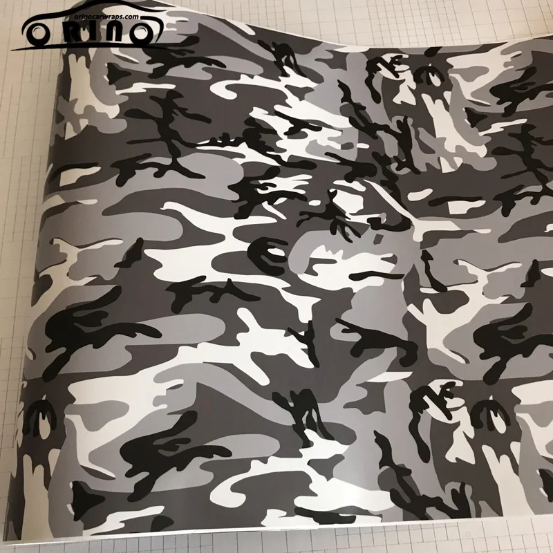 Black Grey Snow Camouflage Vinyl Film-1