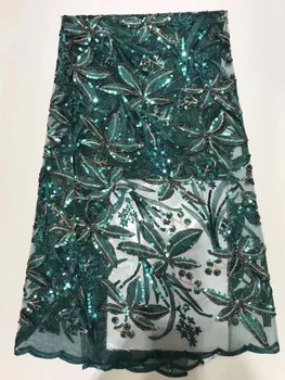 

African Lace Fabric 2019 High Quality French Embroidery Tulle Lace Nigerian Beaded Fabric For Wedding Party Dress
