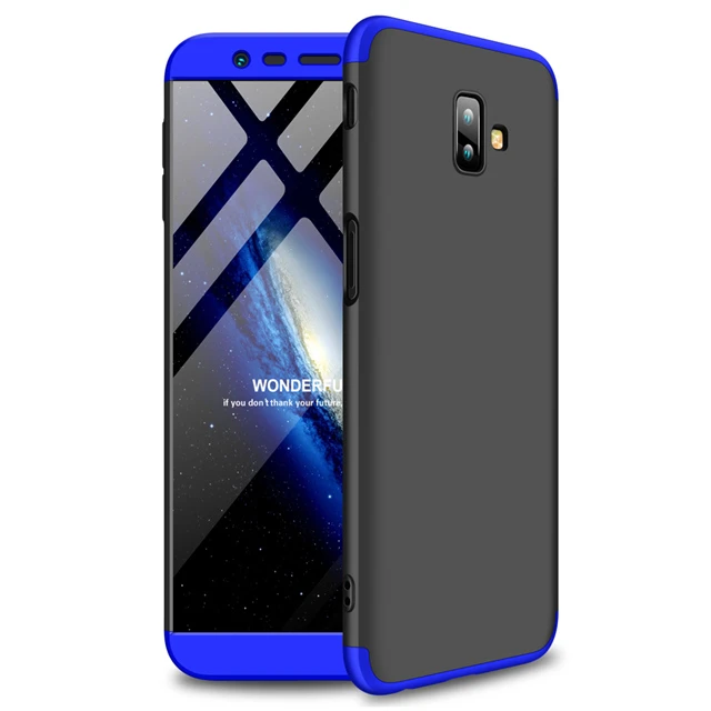 Тонкий бронированный ударопрочный защитный корпус для samsung Galaxy A8 A6 Plus J2 Pro J6 J4 J8 жесткий силиконовый чехол на заднюю панель J7 Duo - Color: Black Blue