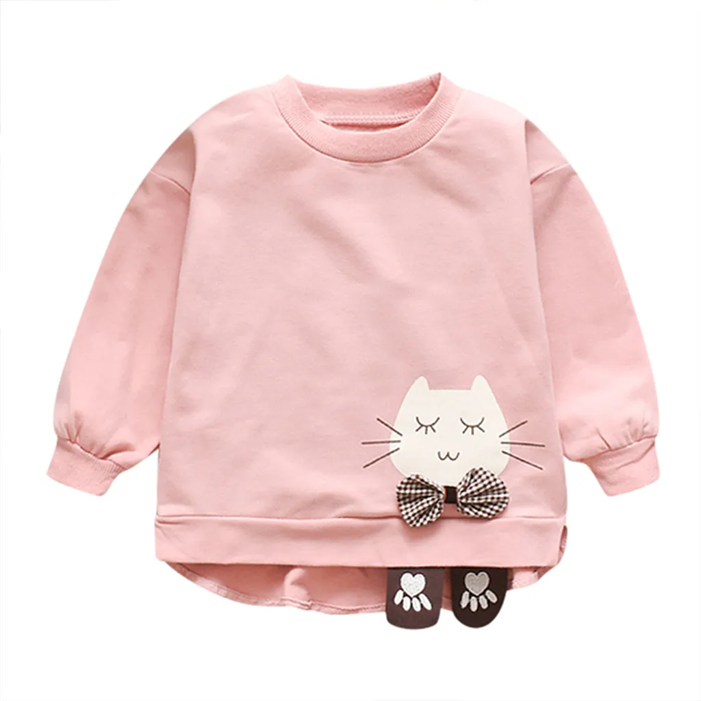 ARLONEET/свитер с длинными рукавами для маленьких мальчиков и девочек; милые топы с рисунком кота; детский топ; Повседневная Блузка; одежда; CA16