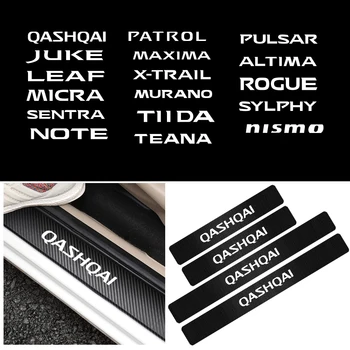 

Car-Styling 4PCS Carbon Fiber Door Sill Threshold protection Sticker For Nissan Tiida Teana Skyline Juke X-Trail Almera NOTE