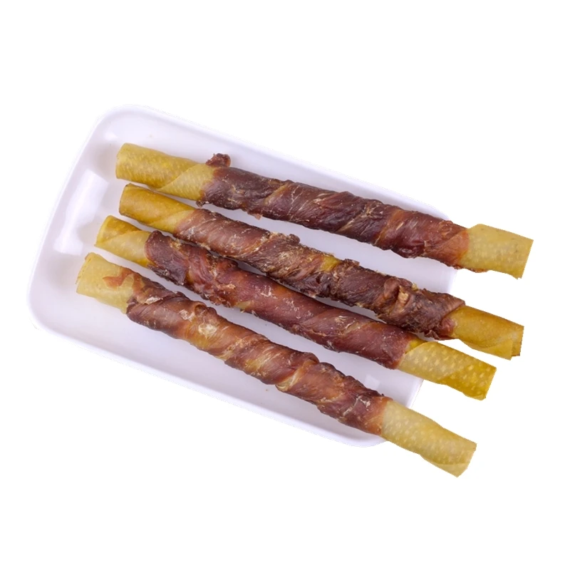 Лакомство для собак утка свинья кожа сэндвич ядро бар утка мясо и свиная кожа сэндвич ролл закуски для домашних животных молярная палка чистые зубы 240 г