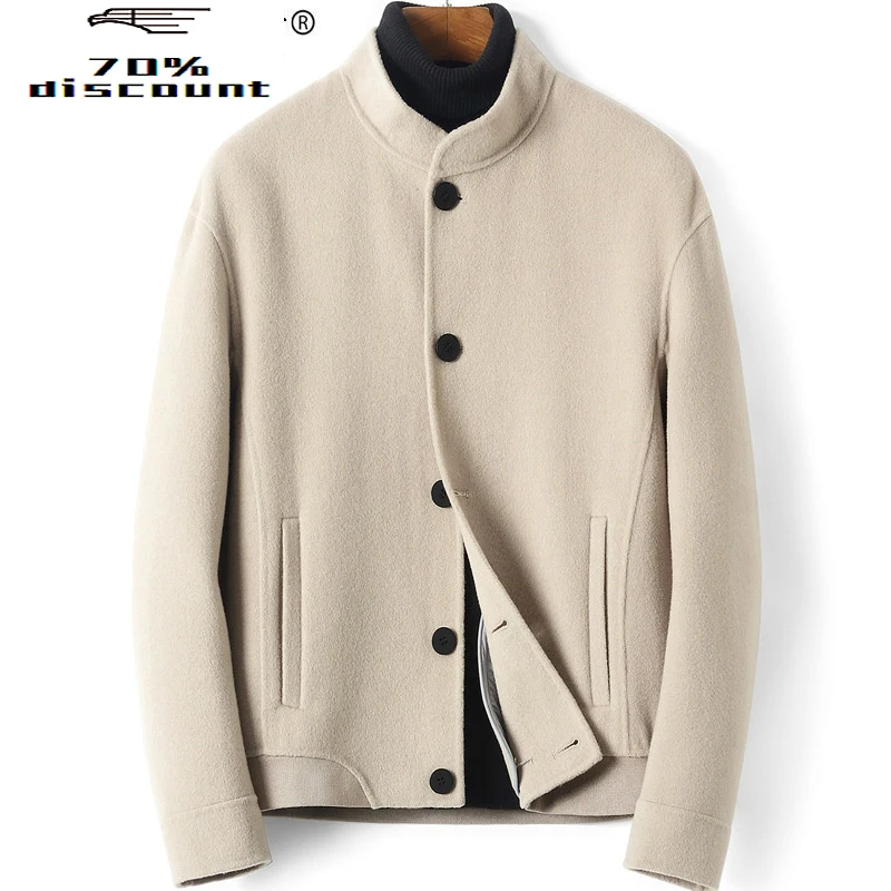 

200% Wool Coat Men Clothes 2020 Double Face Wool Jacket Korean Spring Autumn Luxury Mens Overcoats S-M2009 KJ4295