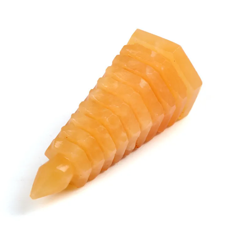 Orange calcite резьба буддийская пагода башня фэн-шуй столбца чакра исцеление рейки натурального камня резные