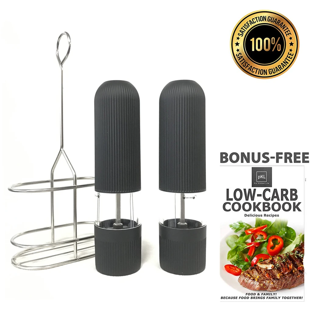 

1pc Battery Operated Salt and Pepper Grinder Set Electric One Handed Salt Pepper Mill with Bright LED with Adjustable Coarseness