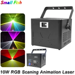 Projecteur Laser à balayage RGB 10W, éclairage DMX à effet Laser pour scène, 30KPSS, DJ Disco, noël, Bar Club 