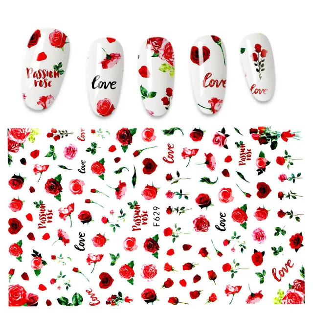 The New 3D Nail Sticker Cool English Letter stickers for nail Foil Love Heart Design Fashion Manicure Stickers A140294