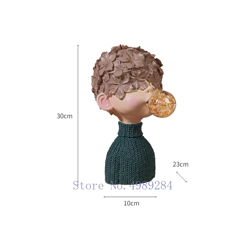 Creativity Resin Blowing Bubbles Boy Human Sculpture Abstract Desktop Furnishings Modern Home Living Room Decoration Figurines