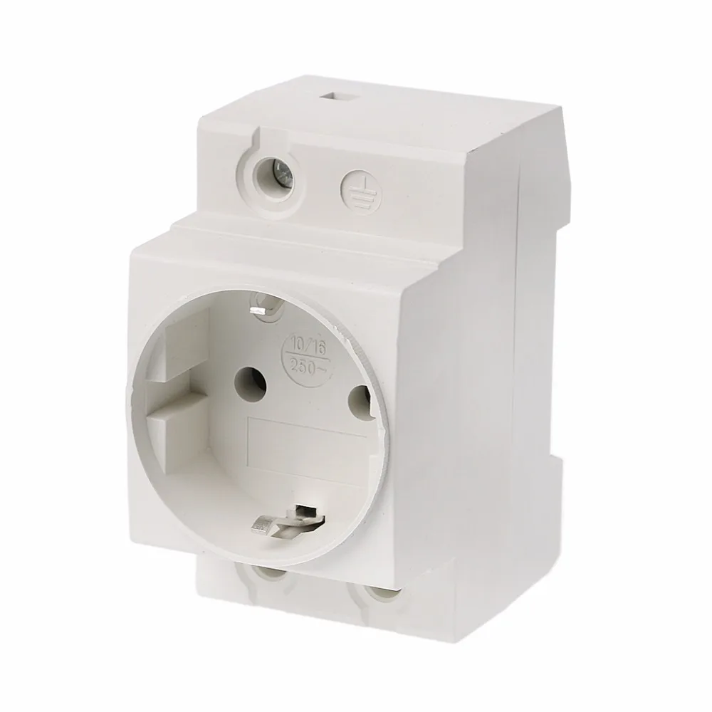 

EU Type 35mm DIN Rail Mount AC Power Socket 16A 250V AC Connector