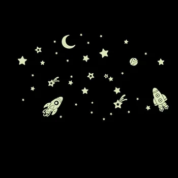

Spacecraft Fluorescence Noctilucent DIY Removable Wall Stickers Night Glow in Dark Luminous Kids Room Home Decor Mural Decal