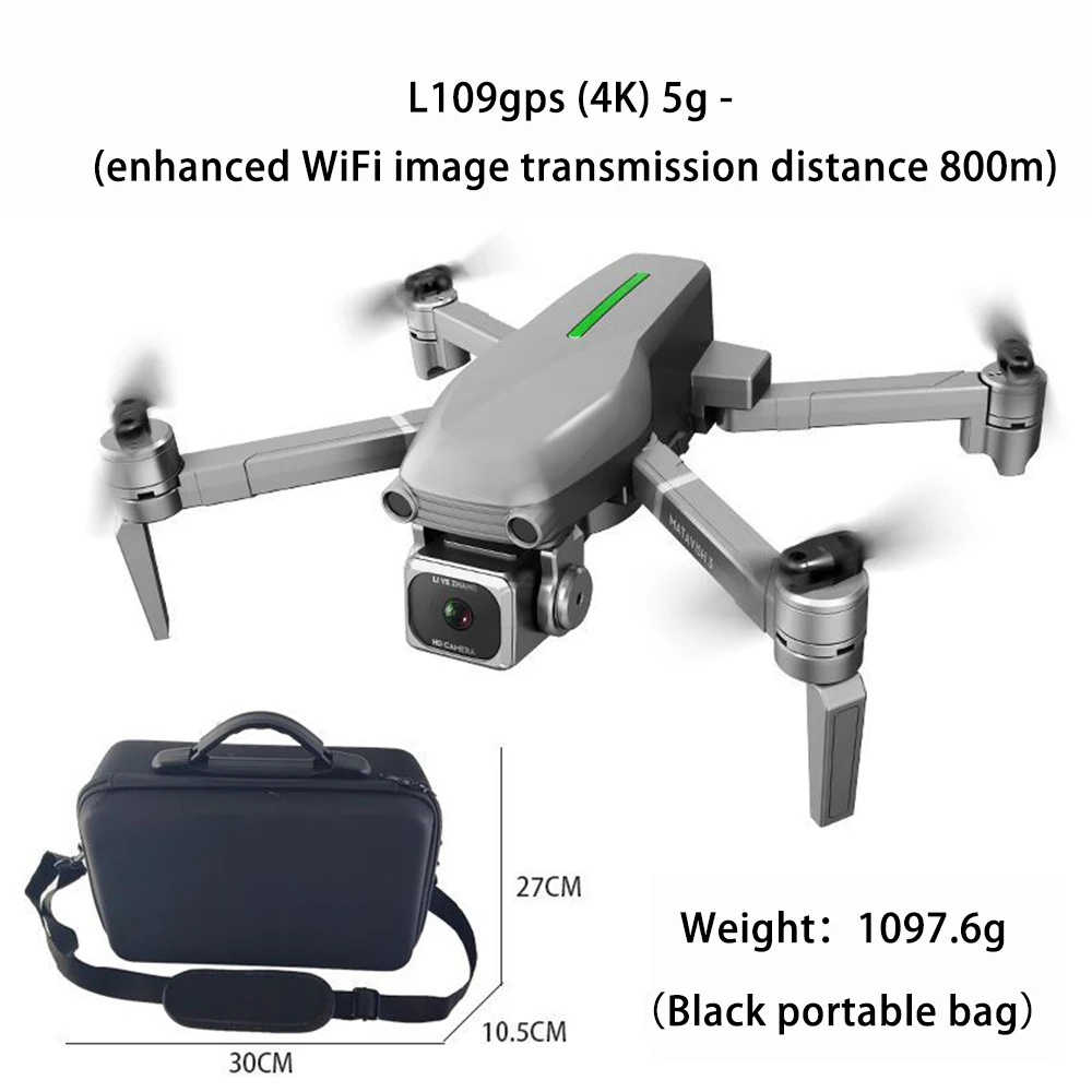 L109 Дрон gps 4K HD камера 5G wifi FPV Бесщеточный мотор складной селфи дроны Профессиональный 1000 м дальние расстояния - Цвет: 800m-Black P Bag
