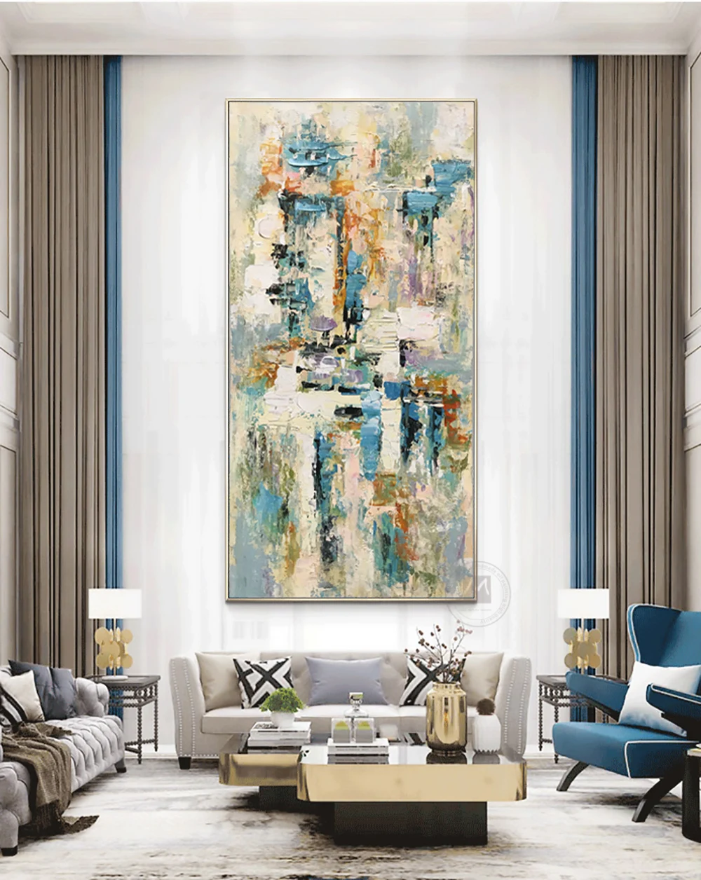 

Modern painting original artwork 100% handmade oil painting on canvas abstract wall art wall painting living room Large Golden