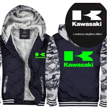Мужские толстовки зимние утепленные мужские свитера Kawasaki для мужчин зимние толстовки пальто на молнии 01 f - Цвет: 14