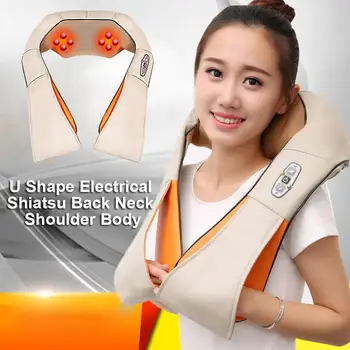 

Electrical Shiatsu Massage Kneading Back Neck Shoulder Massager U Shape Body Infrared Kneading Massager For Home Car Use EUplug