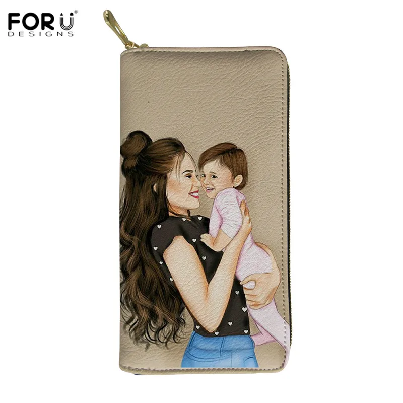 FORUDESIGNS/кожаные кошельки для мам и мальчиков, Королевский стильный женский розовый клатч, кошелек для женщин, рождественский подарок, кошелек на молнии для монет - Цвет: HMA487Z21