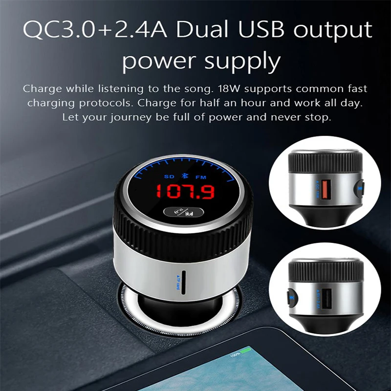 Автомобильный Bluetooth fm-передатчик QC3.0 Быстрая зарядка Bluetooth автомобильный комплект fm-передатчик Hands-Free MP3-плеер двойной USB автомобильный телефон зарядка