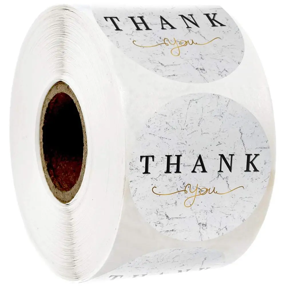 

500pcs round Gold Foil Thank You Stickers seal labels for gift Packaging Sticker Birthday Party Wedding offer stationery sticker