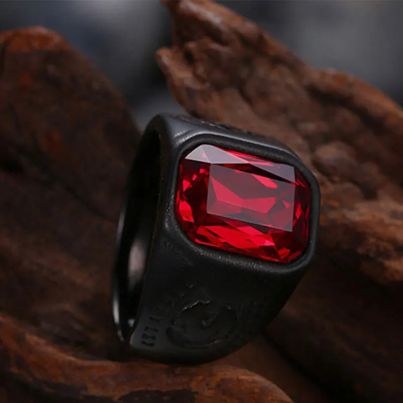 Red Black Geometry Stone Ring 6 Red Black Geometry Stone Ring 6