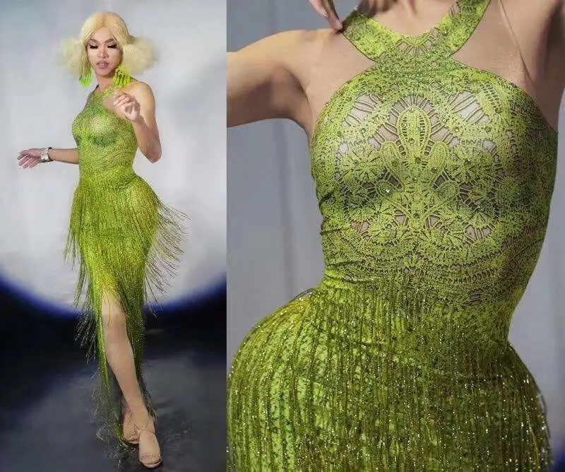 Высокая Эластичность рукавов Сексуальная кисточкой длинное платье Bodycon DJ