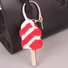 Брендовый кошелек для смарт-ключа из натурального меха, мягкая сумка для мороженого, Очаровательная Милая серебряная подвеска из натурального меха кролика Рекс, Роскошный кулон
