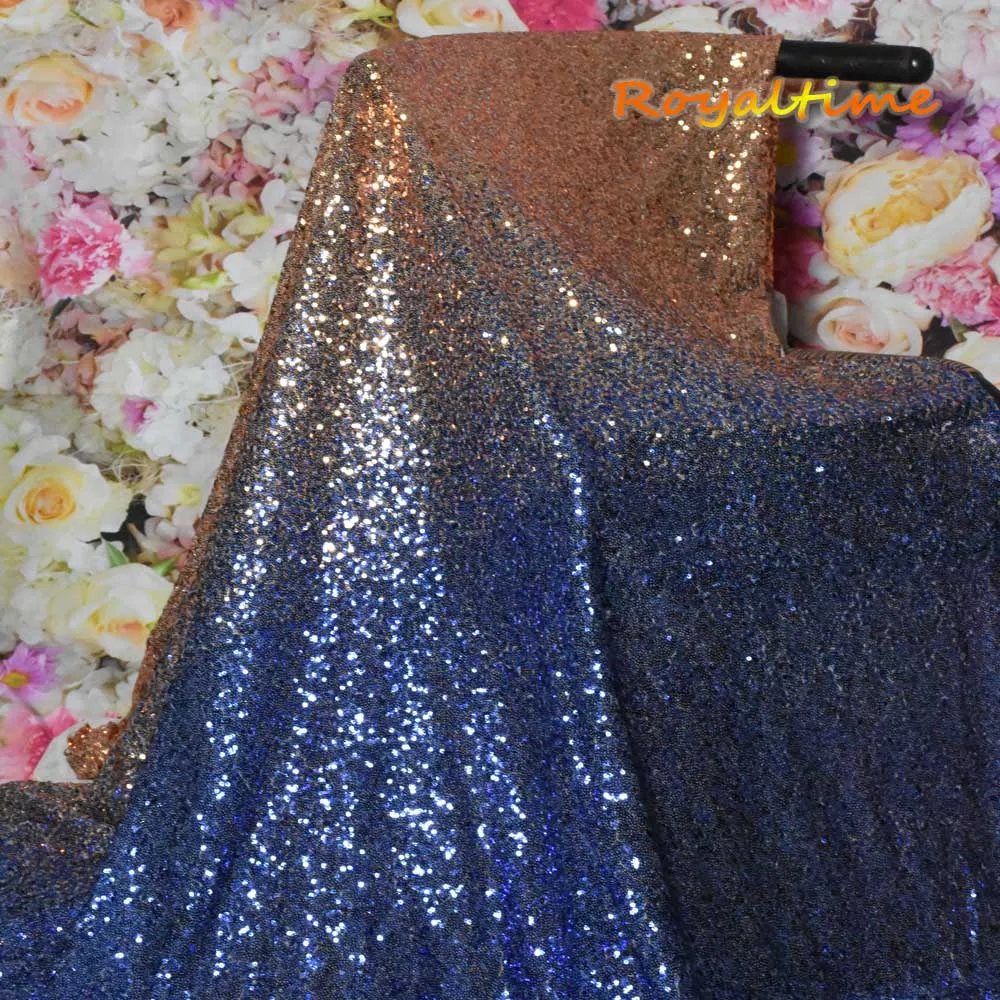 Royaltime градиентная темно-синяя-Темная ткань с золотистыми блестками стрейч спандекс вышитая сетка африканская кружевная блестящая ткань для платья DIY