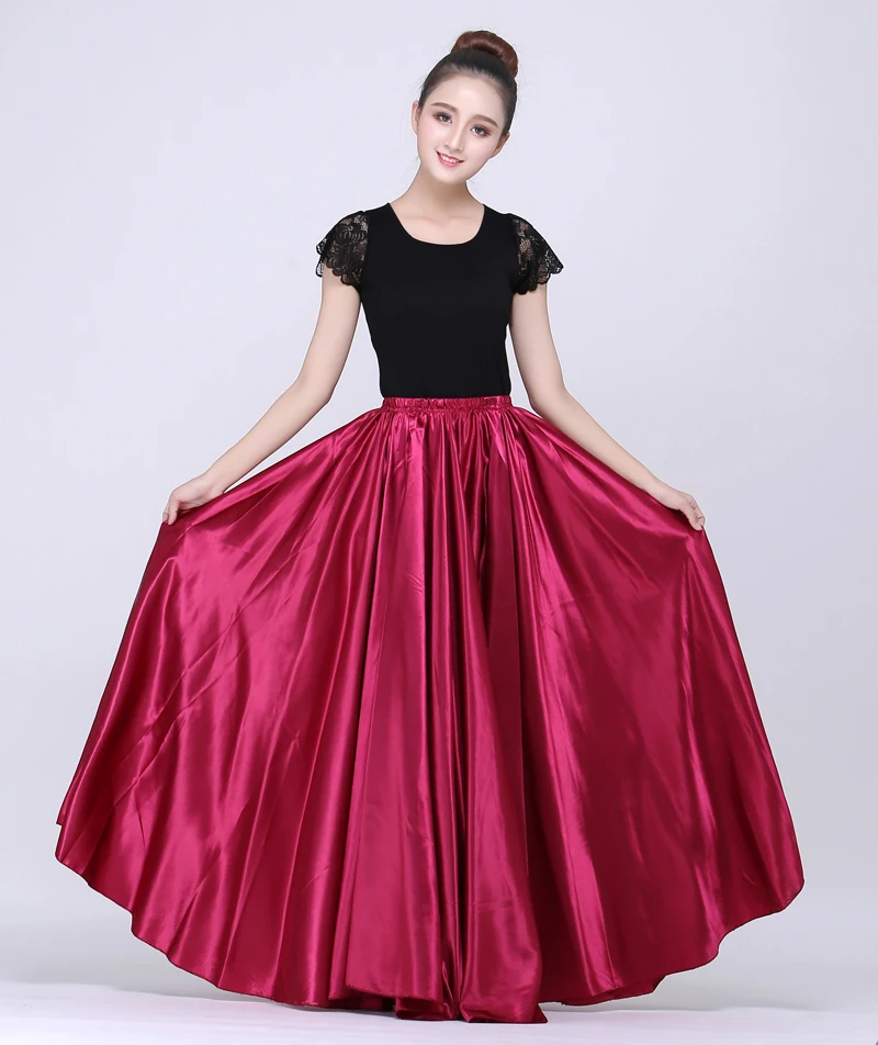 Color3 one skirt 10 цветов, женские бальные костюмы для танца живота, полиэстер, атлас, испанская Цыганская юбка для фламенко, ПЕРФОРИРОВАННОЕ платье, одежда для сцены - Цвет: Color3 one skirt