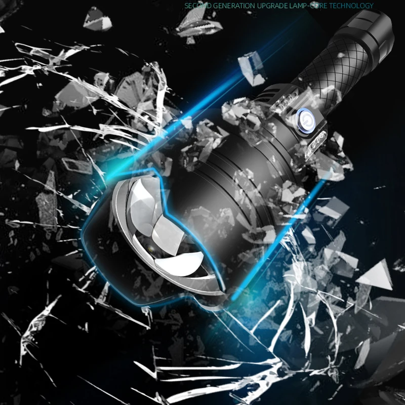  new generation P10 flashlight 7-core lamp beads torch zoom USB input output lantern power display s - 4000340888808