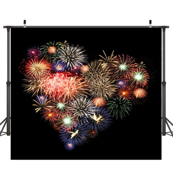 

Nitree Photography Background Photo Studio Backdrop Christmas Love Heart-Shaped Colorful Fireworks Xmas Party Banner Decoration