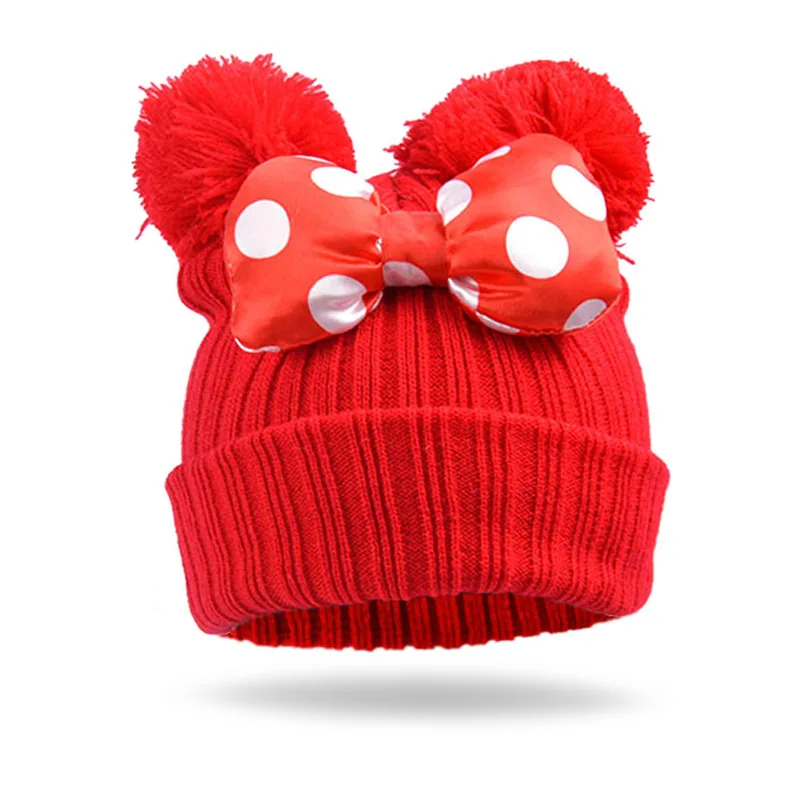 Детская вязаная шапочка шапка с помпоном зимняя шапка для маленьких мальчиков и девочек, детская теплая вязаная Младенцы Малыши Дети кепки Enfant - Цвет: style2 red