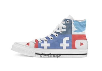

Social media Custom Casual High Top lace-up Canvas shoes sneakers Drop shipping
