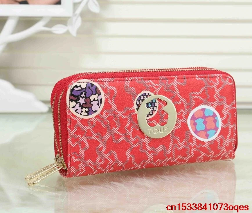 Marca de diseñador de lujo TOUS carteras monedero de mujer de alta calidad negro marrón Bifold cremallera monedero billeteras T23|Monederos y carteras| - AliExpress