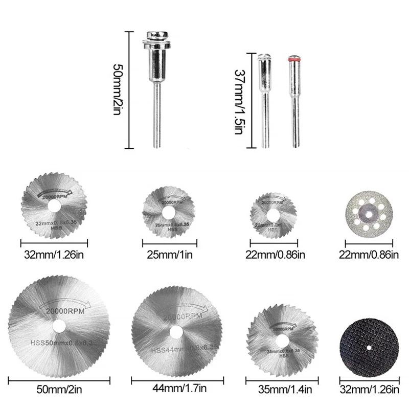 

42 Pcs Rotary Cutting Wheels Tool Kit Diamond Cutting Wheel Mini HSS Circular Saw Blades and Resin Cut-Off Wheels for Woodworkin