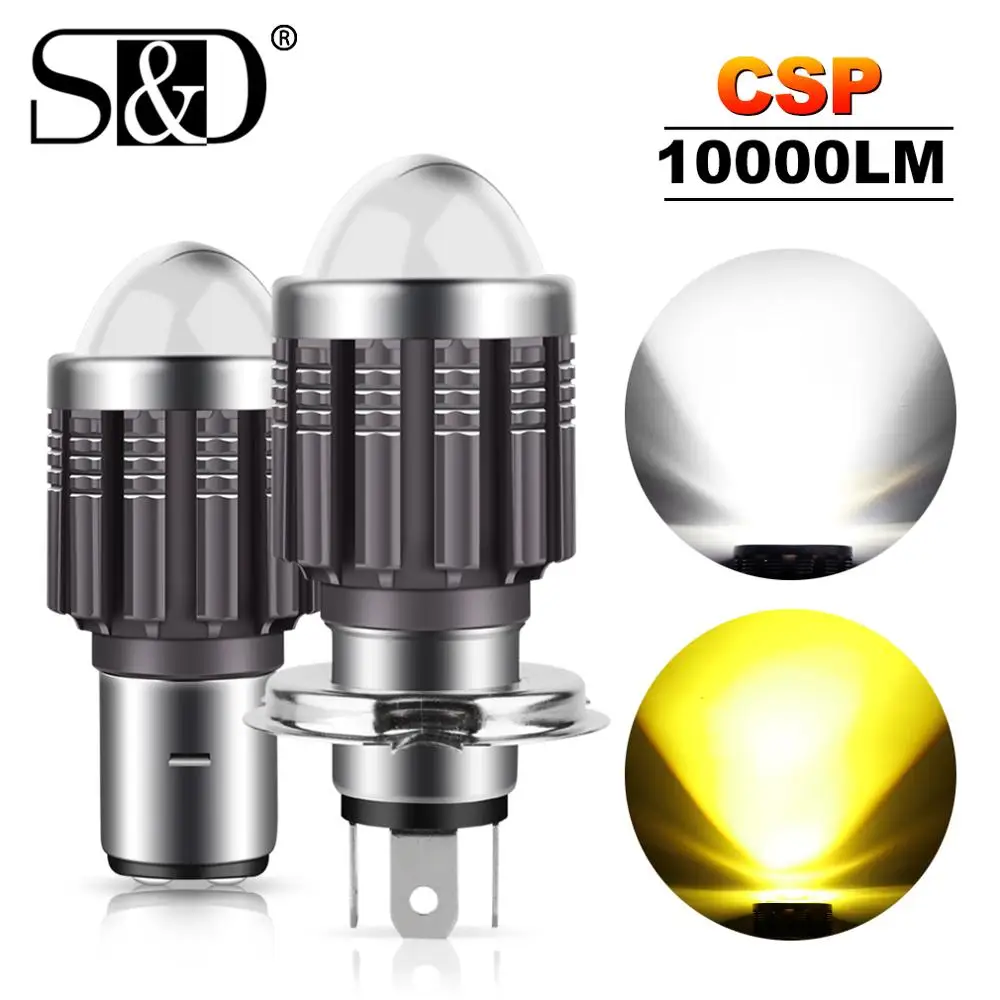 10000lm H4 Led Moto H6 Ba20d Led Motorcycle Headlight Bulbs Csp Lens White Yellow Hi Lo Scooter Accessories Fog Lights 12v - Motorcycle Bulbs, Leds & Hids - AliExpress