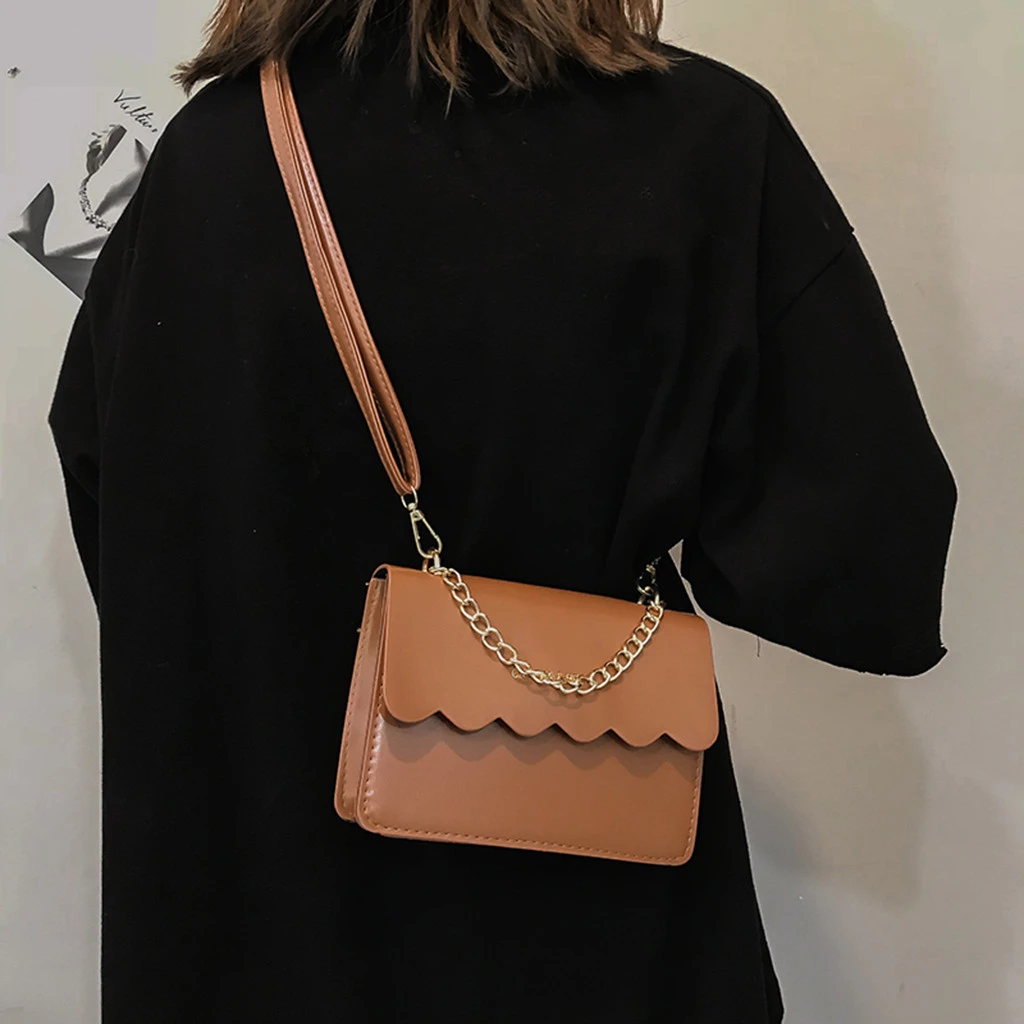 Simple Flap Shoulder Fashion Women Bag Leather Bags Girls Pure Color Mini Messenger Chest Cross Body Handbags Bolsa Feminina 820