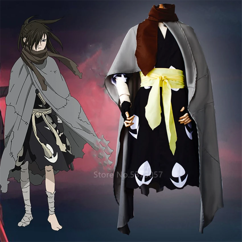 Костюм для косплея аниме Dororo мужчин и женщин плащ на Хэллоуин + кимоно шарф парики