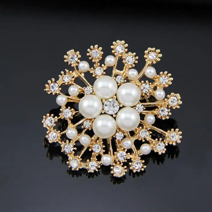 Big Snowflake Pearl Crystal Brooch Exquisite Flower New Fashion Women's Clothing | Украшения и аксессуары