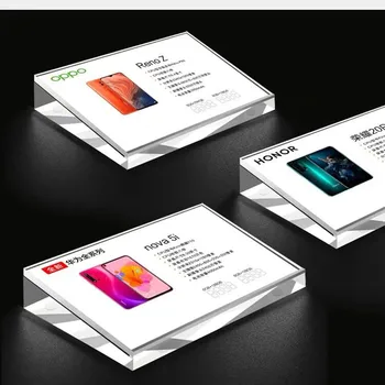 

A4 Tabletop Beveled Square Acrylic Sign Holder Stand Mobile Cellphone Price Tag Advertising Picture Display Stand Frame