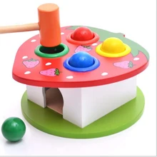 Деревянный Стучать мяч игрушка удара платформы детские головоломки дает детям мульти-фрукты стук ребенка клубника стук мяч