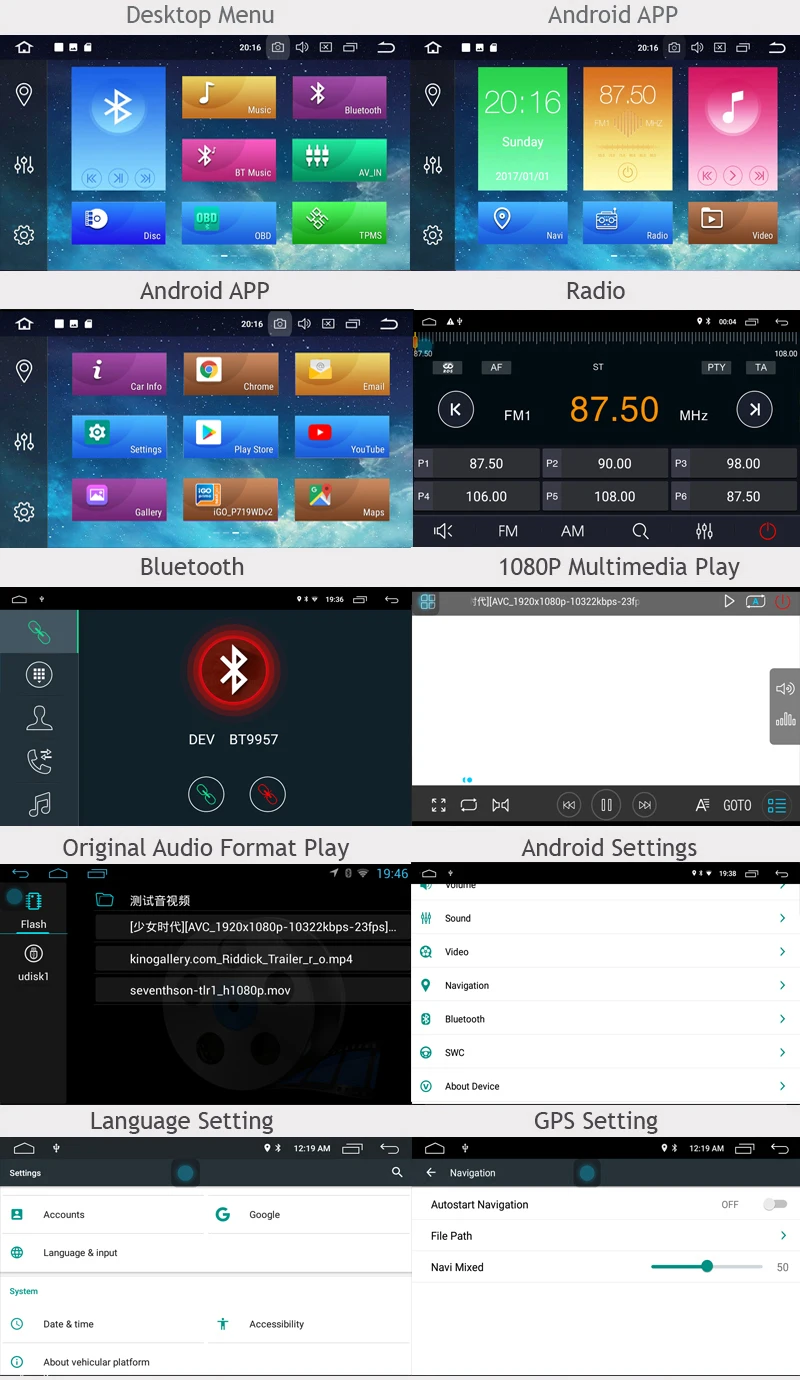 ANDROID car dvd 9.0 UI
